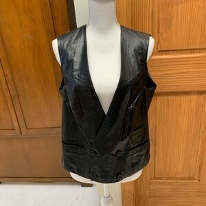 Anthony Michael black leather double breasted vest large bikercore